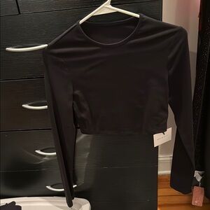Black Long Sleeve Crop Top